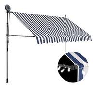 vidaXL Store rétractable manuel avec LED 250 cm bleu et blanc