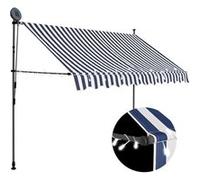 vidaXL Store rétractable manuel avec LED 300 cm bleu et blanc