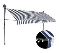 vidaXL Store rétractable manuel avec LED 350 cm bleu et blanc