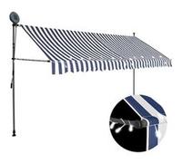 vidaXL Store rétractable manuel avec LED 400 cm bleu et blanc