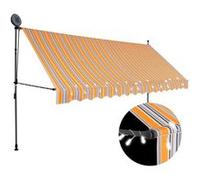 vidaXL Luifel handmatig uitschuifbaar met LED 400 cm geel en blauw145854 Bleu G