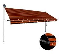 vidaXL Store rétractable manuel 400 cm avec LED Orange et marron