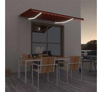 vidaXL Store manuel rétractable avec LED 350 x 250 cm Orange et marron