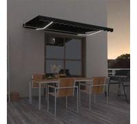 vidaXL Luifel handmatig uittrekbaar met LED 400x350 cm antracietkleur3069184 Anthracite G