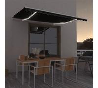 vidaXL Store manuel rétractable avec LED 450x350 cm Anthracite