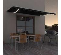 vidaXL Luifel handmatig uittrekbaar met LED 500x300 cm antracietkleur3068944 Anthracite G