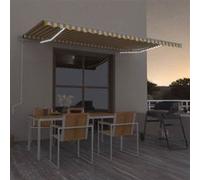 vidaXL Luifel handmatig uittrekbaar met LED 500x350 cm geel en wit3069023 Blanc G