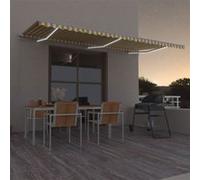 vidaXL Luifel handmatig uittrekbaar met LED 600x350 cm geel en wit3069043 Blanc G