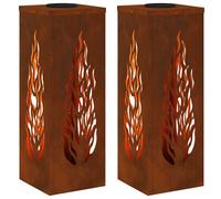 vidaXL Lumière de chemin solaire LED 2 pcs bronze acier résistant aux intempéries