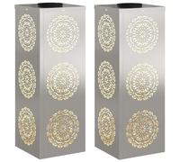 vidaXL Lampada solaire LED pour chemin, lot de 2, lumière blanche chaude, 18 x 18 x 50 cm