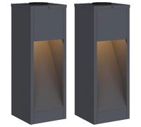 vidaXL Lampe d'allée solaire à LED 2 pcs Anthracite Acier laminé à froid