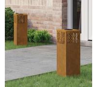 vidaXL Lumière de Chemin LED Solaire 2 pcs Bronze Acier patiné, Luminaires solaires rectangulaires pour Jardin, éclairage extérieur Robuste et écologique, Parfait pour Vos allées