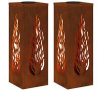 vidaXL Lumière de chemin solaire LED 2 pcs bronze acier résistant aux intempéries