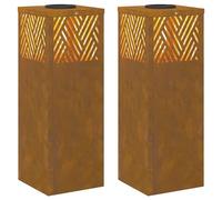 vidaXL Lumière de chemin LED solaire 2 pcs rectangulaires pour jardin – Bronze acier patiné