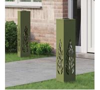 vidaXL Lumière solaire de chemin LED 2 pcs vert olive acier laminé à froid