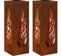 vidaXL Lumière de chemin solaire LED 2 pcs bronze acier résistant aux intempéries