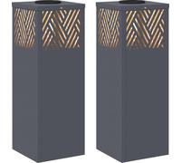 vidaXL Lumière solaire de chemin à LED 2 pcs Anthracite Acier laminé à froid