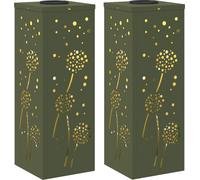 vidaXL Lumière solaire de chemin LED 2 pcs vert olive acier laminé à froid