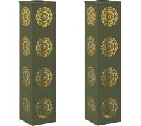 vidaXL Lumière solaire de chemin LED 2 pcs vert olive acier laminé à froid