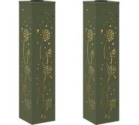 vidaXL Lumière solaire de chemin LED 2 pcs vert olive acier laminé à froid
