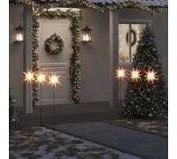 vidaXL Lumières de Noël avec Piquets LED Pliables 3 pcs, Éclairages d'Étoile de Noël, Décorations Lumineuses de Noël Intérieur Extérieur, Moderne, Blanc 35 cm Blanc G