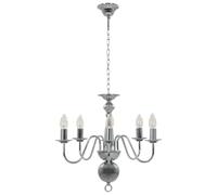 vidaXL Lustre 5 Ampoules Plafonnier Lampe Suspendue Luminaire Eclairage Salon Salle de Séjour Salle à Manger Chambre à Coucher Maison Intérieur Argenté