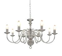 vidaXL Lustre 8 lumières style bougie, lampe suspendue classique, argent, E14