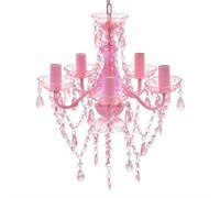 Lustre en cristal rose classique plafonnier 5 feux lampe luminaire