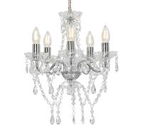 vidaXL Lustre avec perles de cristal Argenté Rond 5 x E14
