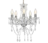 vidaXL Lustre avec perles de cristal Argenté Rond 5 x E14