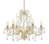 Vidaxl Lustre Avec Perles De Cristal Doré Rond 6 X E14
