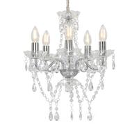 vidaXL Lustre avec Perles de Cristal Rond Lampe Suspendue Plafonnier Luminaire Eclairage Intérieur Salon Salle de Séjour Chambre à Coucher Maison Argenté