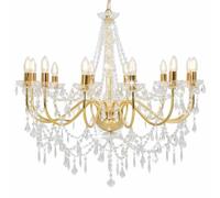 vidaXL Lustre avec Perles Lampe Suspendue Lustre Luminaire Eclairage Intérieur Salon Salle de Séjour Chambre à Coucher Maison Doré