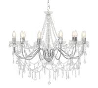 Vidaxl Lustre Avec Perles Argenté 12 Ampoules E14