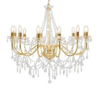 vidaXL Lustre avec perles Doré 12 ampoules E14