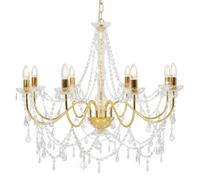 vidaXL Lustre avec perles – Lampe suspendue d'intérieur – doré, 8 ampoules