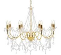 vidaXL Lustre avec Perles Lampe Suspendue Plafonnier Luminaire Eclairage Intérieur Salon Salle de Séjour Chambre à Coucher 281607 Jaune G