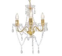 vidaXL Lustre doré rond avec perles, 3 x E14