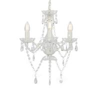 vidaXL Lustre avec Perles Rond Lampe Suspendue Plafonnier Luminaire Eclairage Intérieur Salon Salle de Séjour Chambre à Coucher Maison Blanc