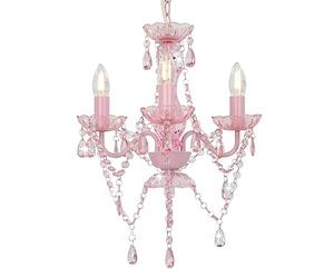 vidaXL Lustre avec Perles Rond Lampe Suspendue Plafonnier Luminaire Eclairage Intérieur Salon Salle de Séjour Chambre à Coucher Maison Rose