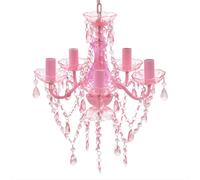 vidaXL lustre en cristal 5 ampoules roses