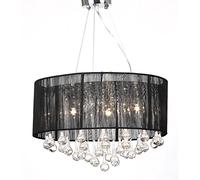vidaXL Lustre Moderne plafonnier 3 Feux 85 Pampilles Cristal Noir
