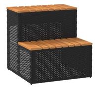 vidaXL Marche bain à remous noir 50x50x50,5cm polyrotin acacia massif
