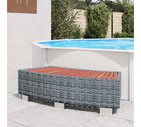 vidaXL Marche d'accès au spa Gris Poly rotin 92×45×25 cm