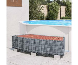 vidaXL Marche d'accès au spa Gris Poly rotin 92×45×25 cm