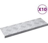vidaXL Marche d'escalier 10 pièces Argent 60 x 18 x 2,5 cm Aluminium
