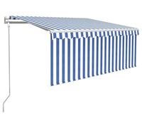 vidaXL Marquise automatique Jalousie LED Capteur de vent 3x2,5m Bleu Blanc