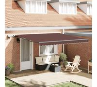 vidaXL Marquise manuelle avec LEDs brun 400x300 cm