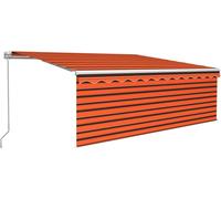 vidaXL Marquise manuellement rétractable avec store & LED 4,5x3 m Orange Marron