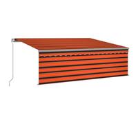 vidaXL Marquise manuellement rétractable avec store & LED 4,5x3 m Orange Marron